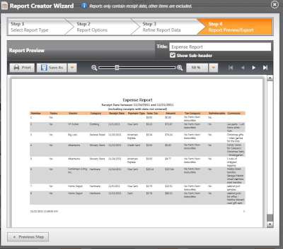 Expense Report Summary pg. 1-400