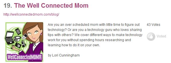 WellConnectedMom.com Circle of Moms Top Tech Bloggers Box