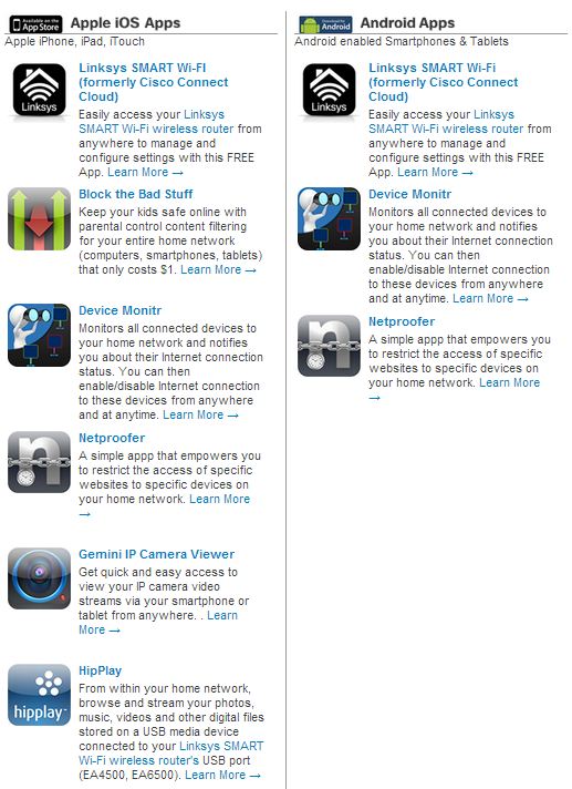 Linksys SMART Wi-Fi Apps