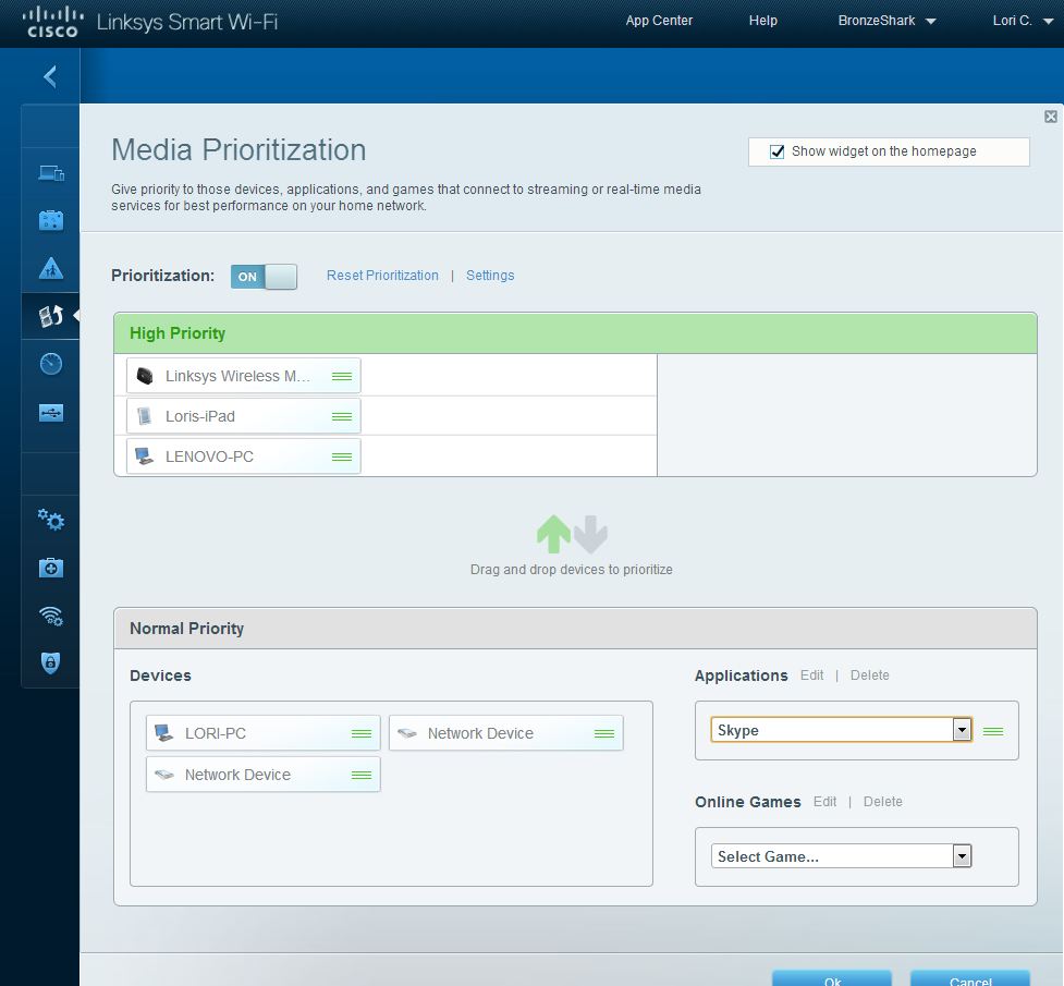 Linksys SMART Wi-Fi Media Prioritization