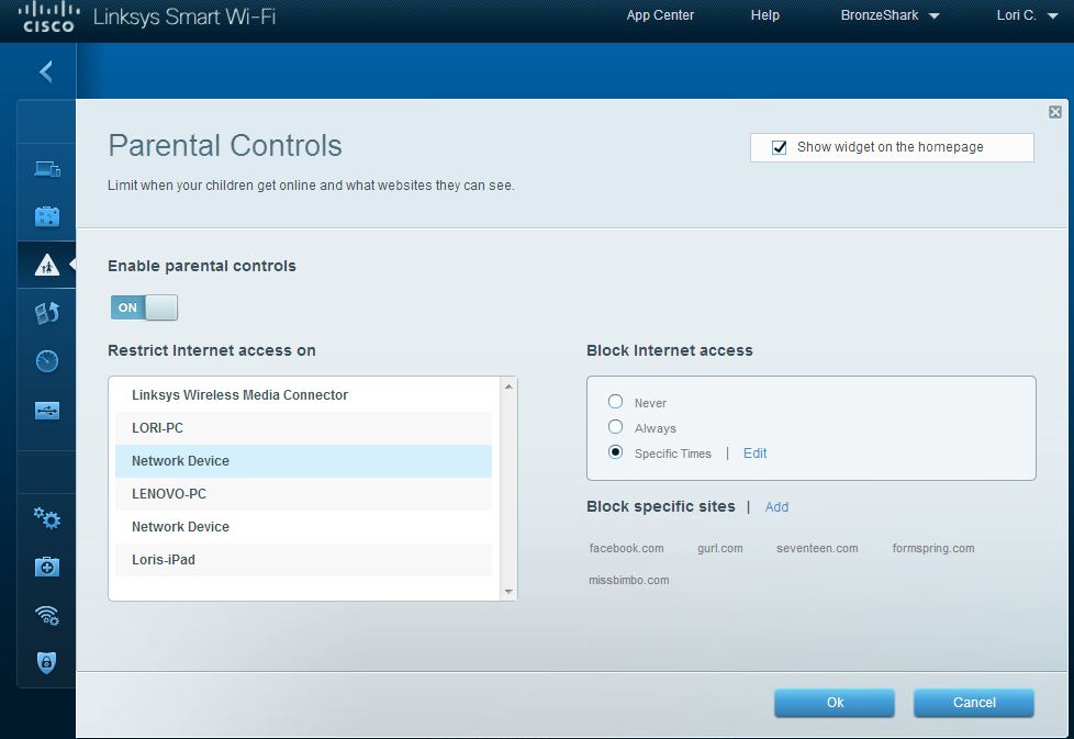 Linksys SMART Wi-Fi Parental Controls - blocking websites