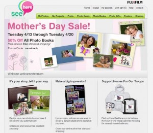 SeeHere homepage (640x560) Mom technology, mom tech, photos, pictures, picture book, photo book, Fuji, SeeHere.com, Mother's Day