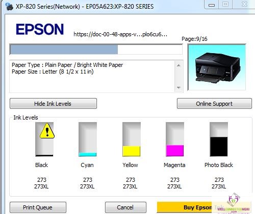 epson xp 810 ink printing light